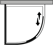 QS1C + QUFI : Semicircolare una porta scorrevole con lato fisso per piatto r.55
