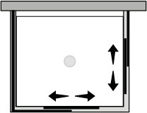 QS1LX2 + QUFI : Porta doppio scorrevole con lato fisso (componibile ad angolo)
