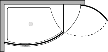 VLPTL + VLFI + VLPO : Piatto doccia l.140 con vetro fisso e porta